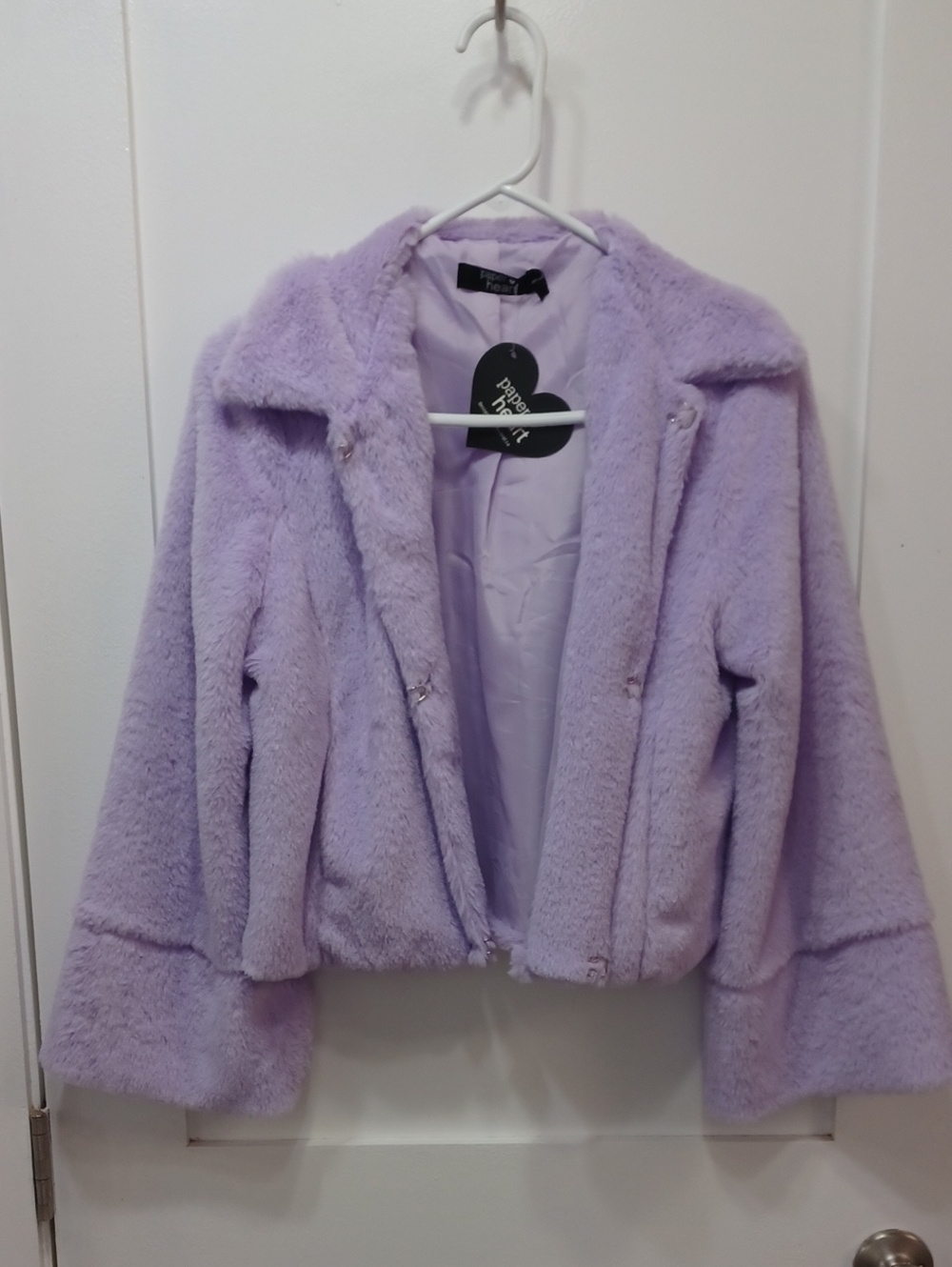 Purple Lilac Lavender Faux Fur Dressy Small Jacket by Paper Heart